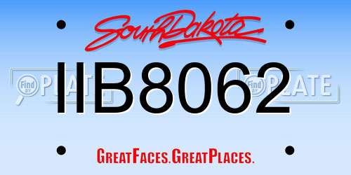 IIB8062 South Dakota License Plate