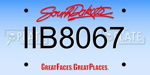 IIB8067 South Dakota License Plate