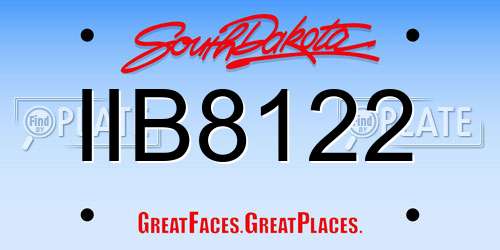 IIB8122 South Dakota License Plate