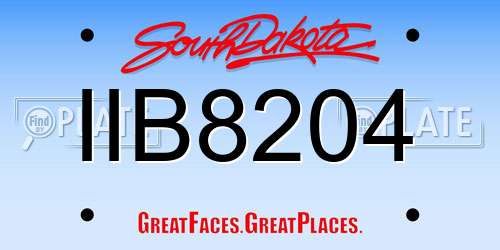IIB8204 South Dakota License Plate
