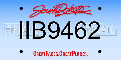 IIB9462 South Dakota License Plate