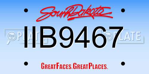 IIB9467 South Dakota License Plate