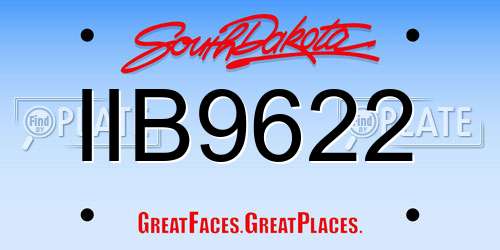 IIB9622 South Dakota License Plate