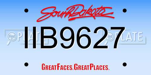IIB9627 South Dakota License Plate