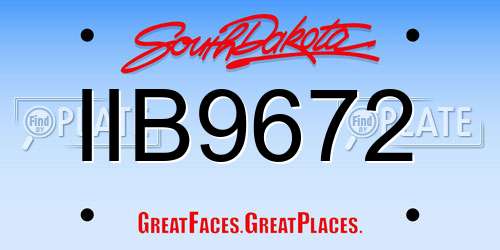 IIB9672 South Dakota License Plate