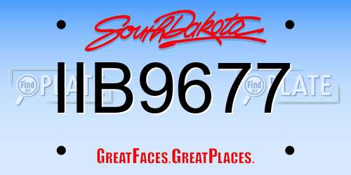IIB9677 South Dakota License Plate