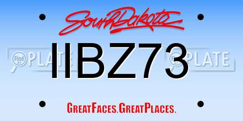 IIBZ73 South Dakota License Plate