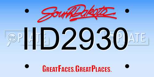 IID2930 South Dakota License Plate