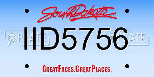 IID5756 South Dakota License Plate