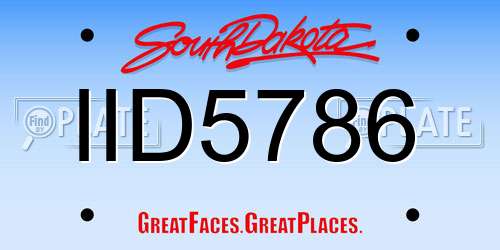 IID5786 South Dakota License Plate