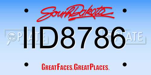 IID8786 South Dakota License Plate