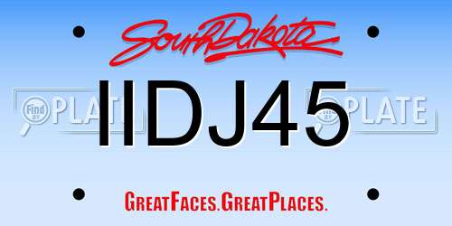 IIDJ45 South Dakota License Plate