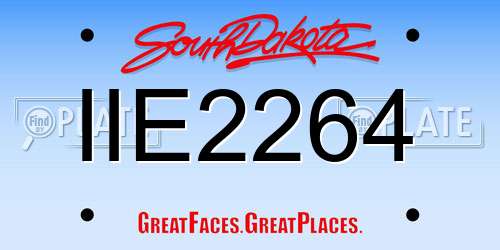 IIE2264 South Dakota License Plate
