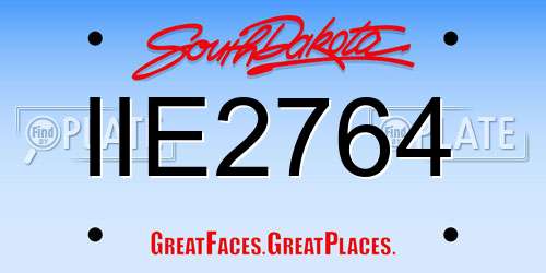 IIE2764 South Dakota License Plate