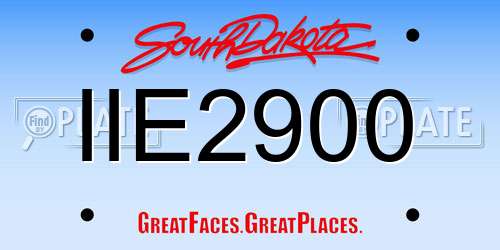 IIE2900 South Dakota License Plate