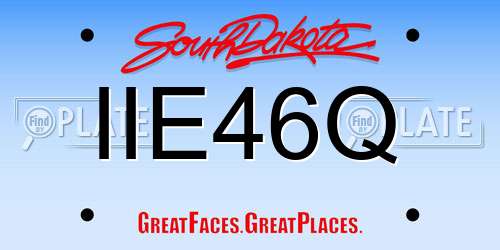 IIE46Q South Dakota License Plate