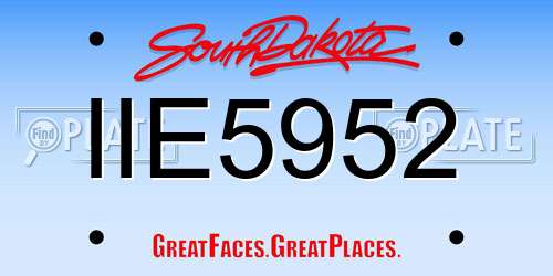 IIE5952 South Dakota License Plate