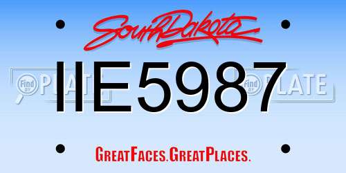IIE5987 South Dakota License Plate
