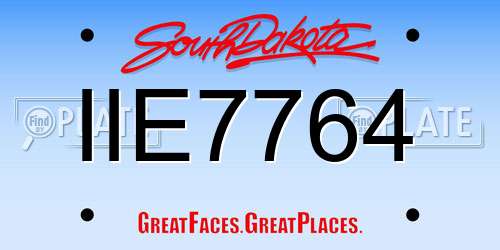 IIE7764 South Dakota License Plate
