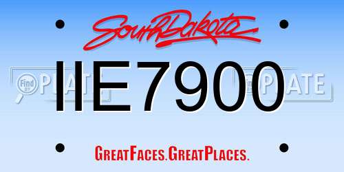 IIE7900 South Dakota License Plate