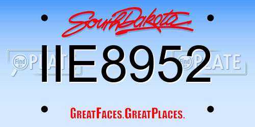 IIE8952 South Dakota License Plate