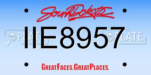 IIE8957 South Dakota License Plate
