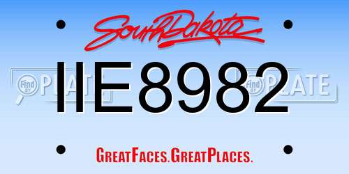 IIE8982 South Dakota License Plate