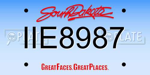 IIE8987 South Dakota License Plate