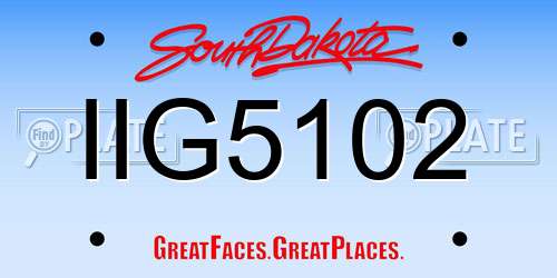 IIG5102 South Dakota License Plate