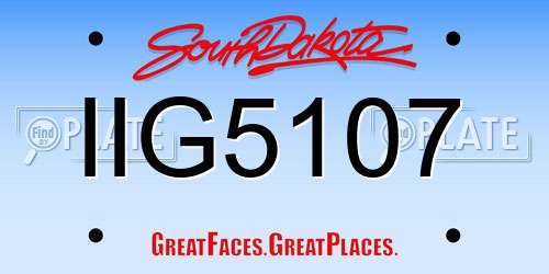IIG5107 South Dakota License Plate