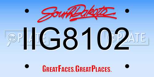 IIG8102 South Dakota License Plate