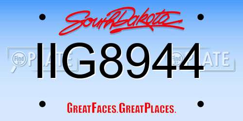 IIG8944 South Dakota License Plate