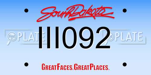 III092 South Dakota License Plate