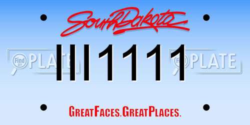 III1111 South Dakota License Plate