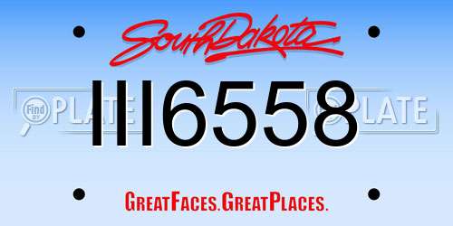 III6558 South Dakota License Plate