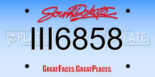 III6858 South Dakota License Plate