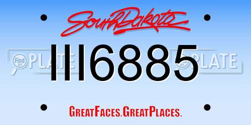 III6885 South Dakota License Plate