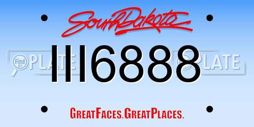III6888 South Dakota License Plate