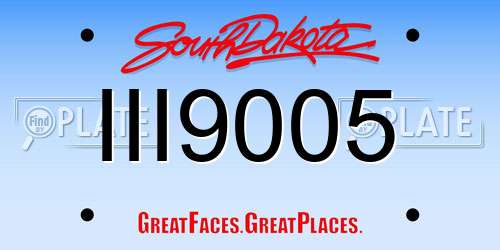 III9005 South Dakota License Plate