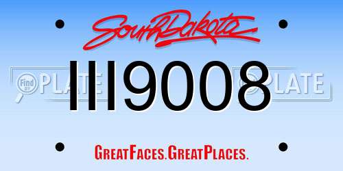 III9008 South Dakota License Plate