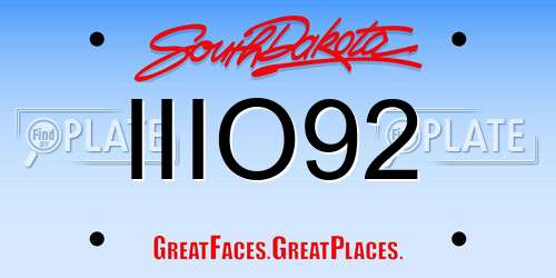 IIIO92 South Dakota License Plate