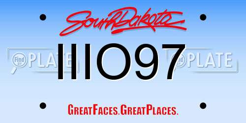 IIIO97 South Dakota License Plate