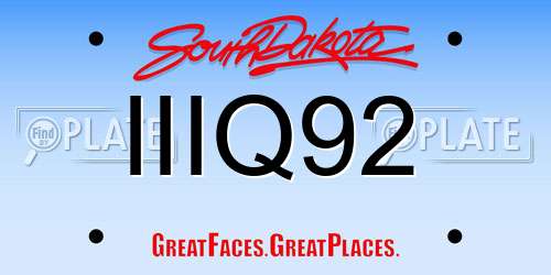 IIIQ92 South Dakota License Plate