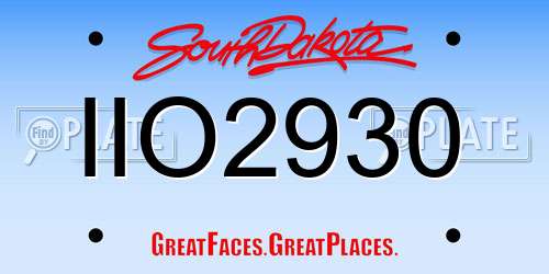 IIO2930 South Dakota License Plate
