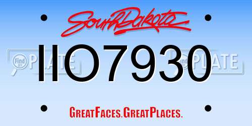 IIO7930 South Dakota License Plate