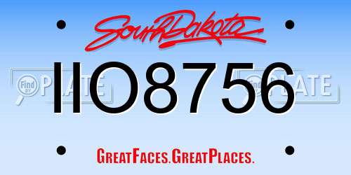 IIO8756 South Dakota License Plate