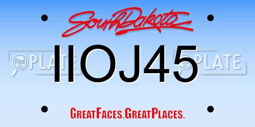 IIOJ45 South Dakota License Plate