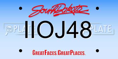 IIOJ48 South Dakota License Plate