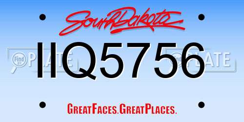 IIQ5756 South Dakota License Plate