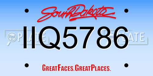 IIQ5786 South Dakota License Plate